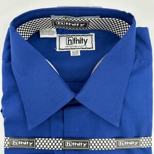 Infinity Mens Designer Collection Dress Shirt XL 17/17.5 Blue NWT